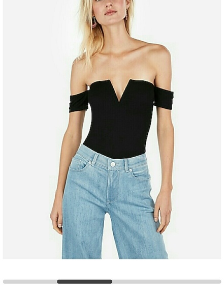 Express Tops - NWT! Express off shoulder body suit V wire black